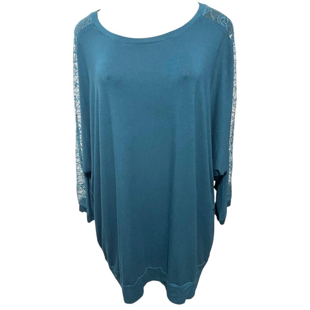 3X Torrid Super Soft Knits Womens Pullover Shirt Lace Sleeve Detail Teal